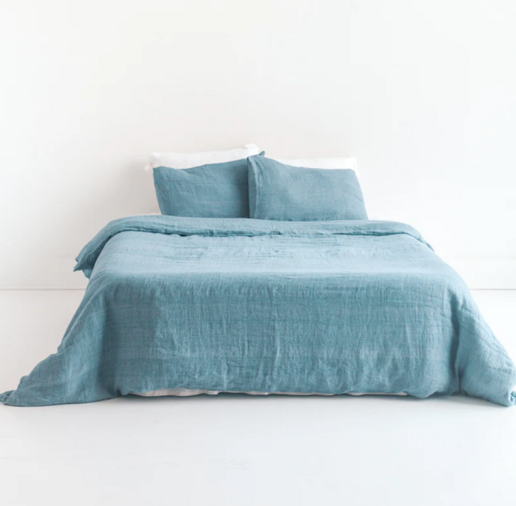 Hand Woven Linen Queen Duvet Cover Set with Pillow Covers, Eco-Friendly, Fair Trade