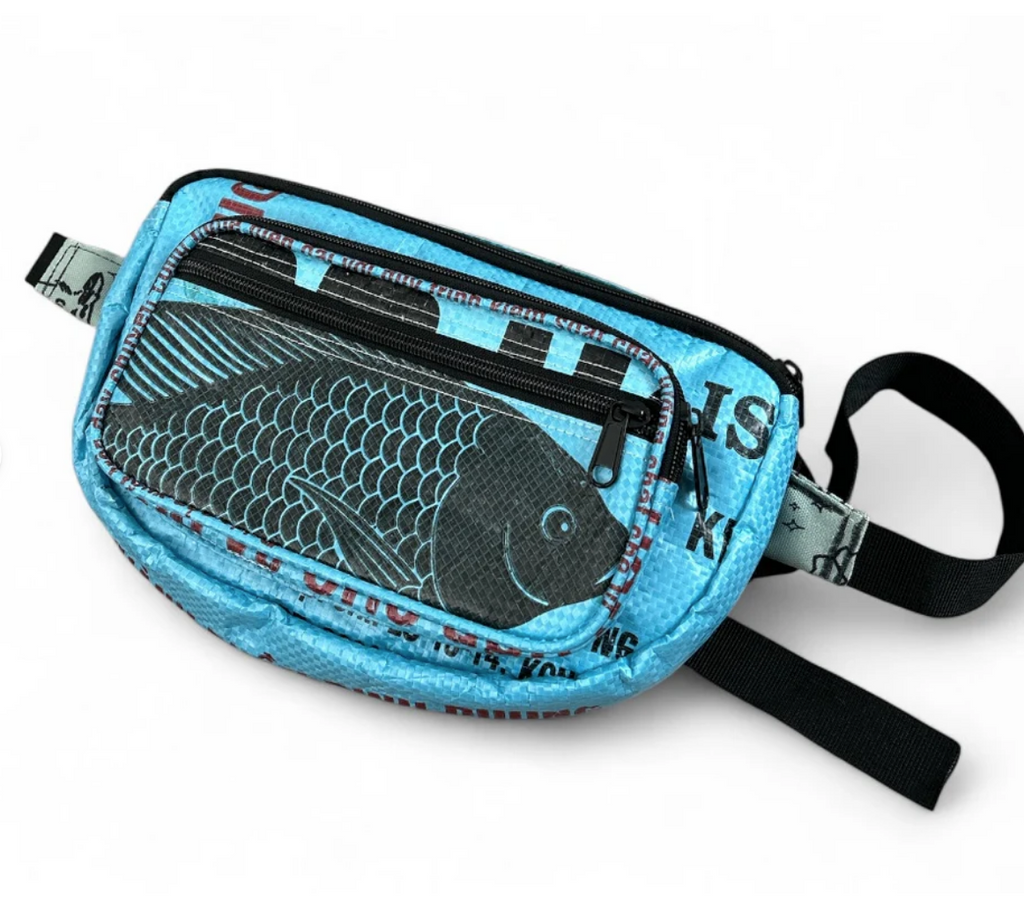 Upcycled Fanny Pack / Hip Bag  / Moon Bag / Belly Bag, made from Feed & Cement Bags - Sustainable