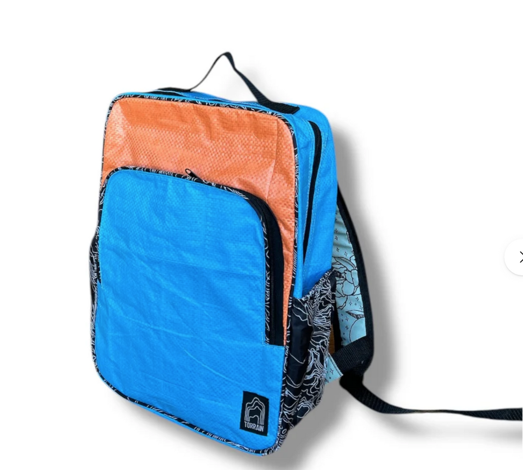 Square Upcycled Backpack made from Feed Bags, Eco-Friendly, Sustainable