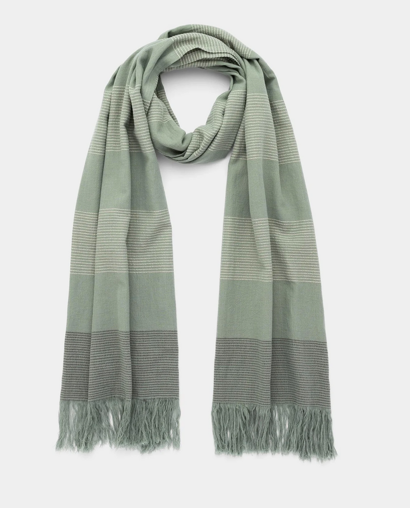 Sage Green  Striped GOT's Cotton Scarf/ Shawl - Help Break the Cycle of Poverty!