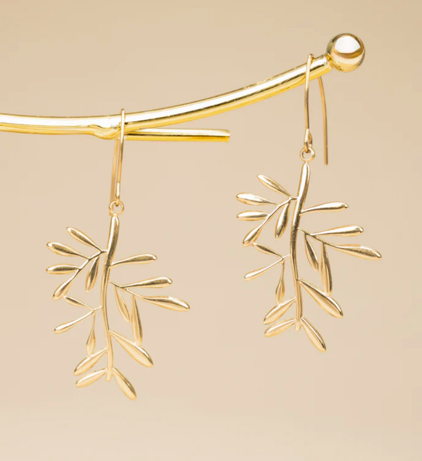 14k Gold Plated Branch Earrings, Give freedom, careers & education to exploited girls & women!