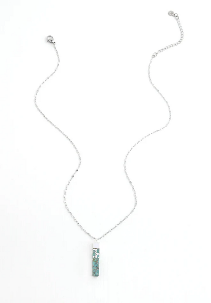 Turquoise & Silver Bar Necklace, Give freedom to girls & women!