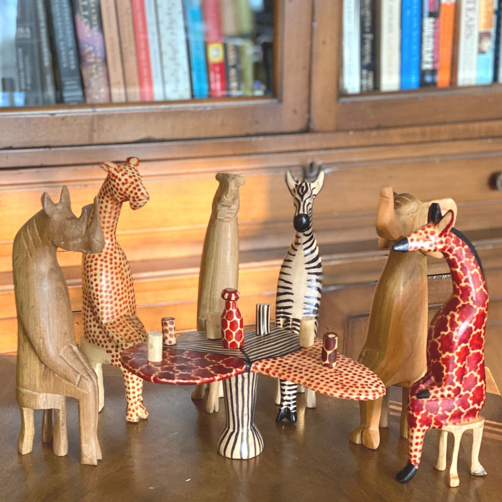 Hand Carved African Animals at a Party Set - Fair Trade, Kenya