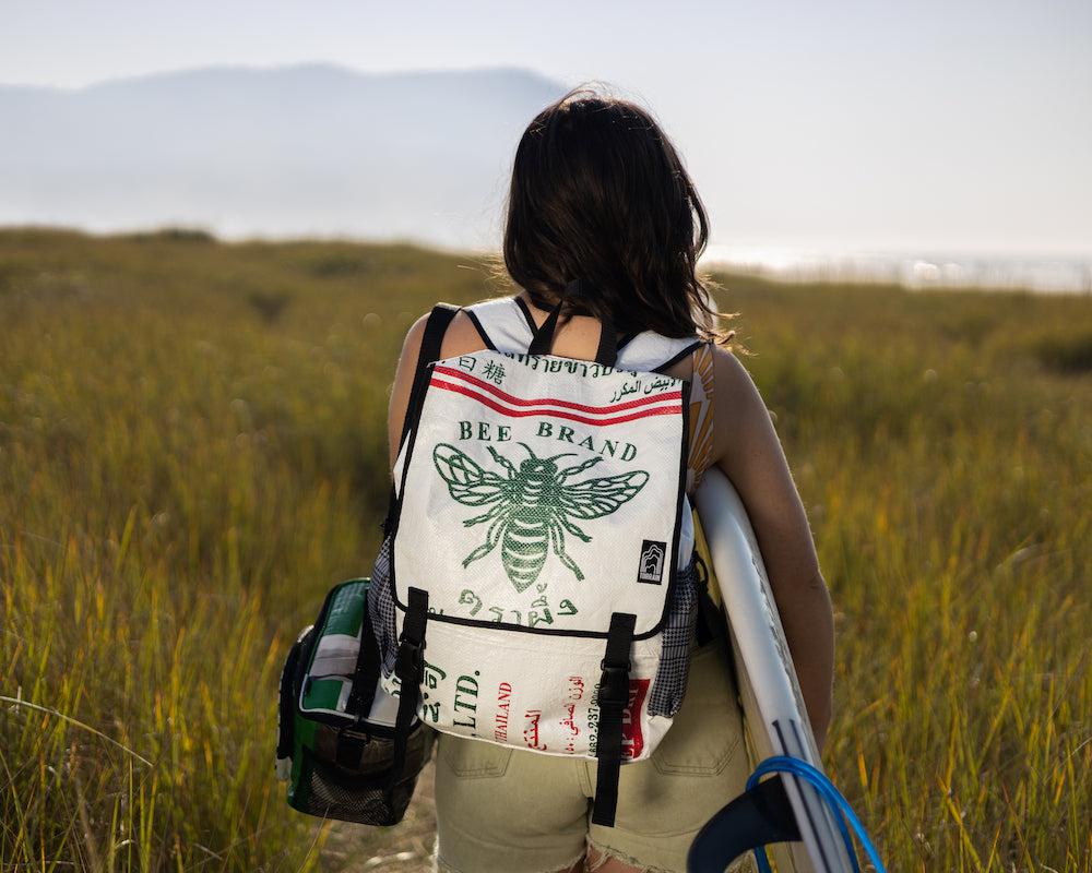 Square upcycled Backpack- Sustainable, Saves landfills