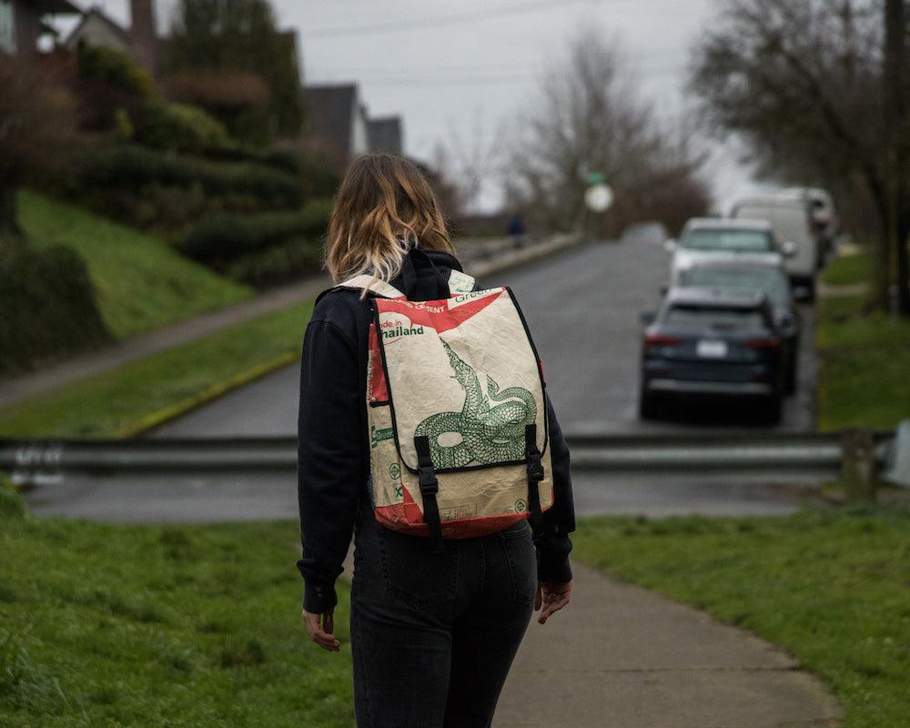 Square upcycled Backpack- Sustainable, Saves landfills