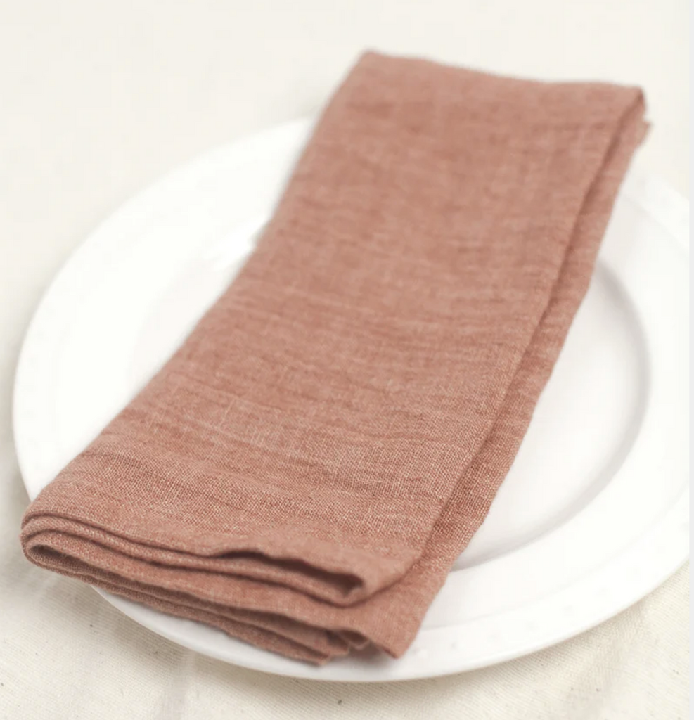 Set of 4 Hand Woven, Stone Washed Hemmed Dinner Napkins- Eco-Friendly, Fair Trade