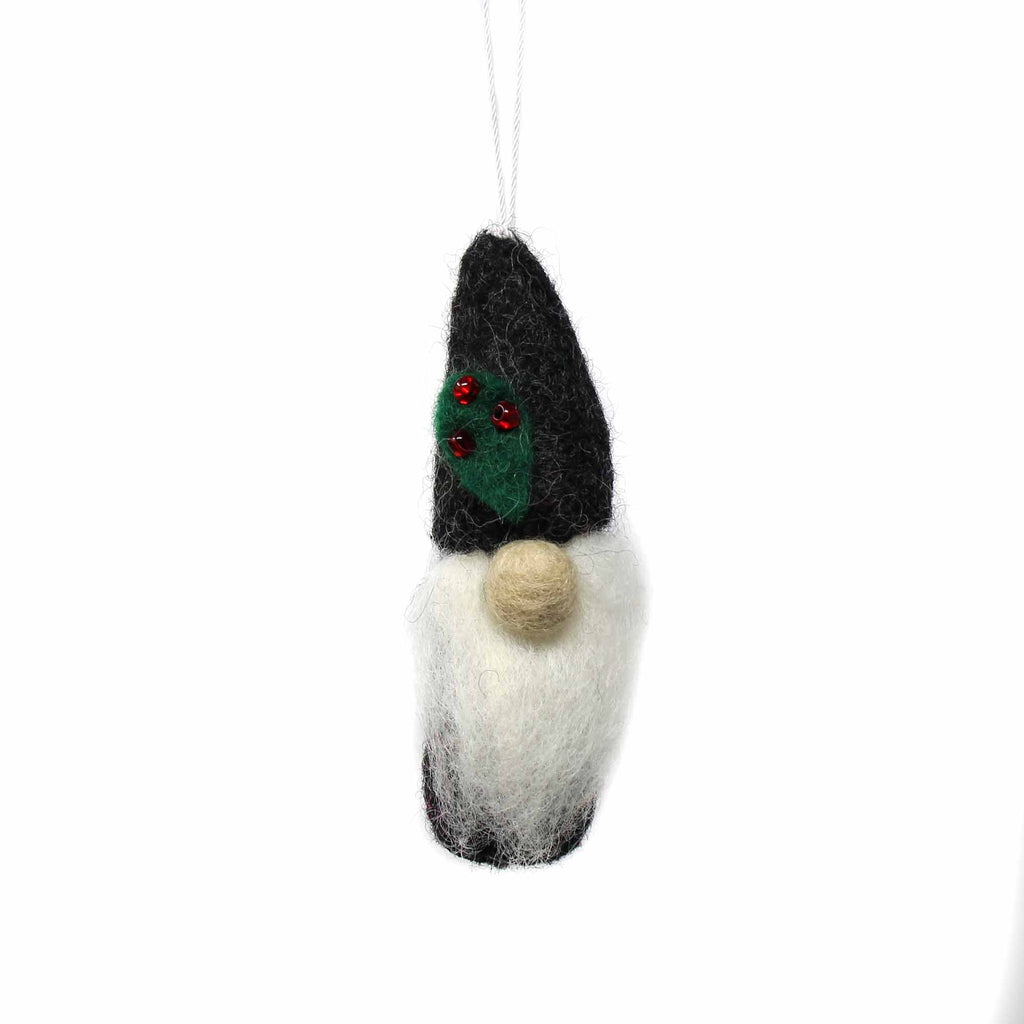 Set of 3- Handmade Christmas Gnome Felt Ornaments, Fair Trade, Nepal