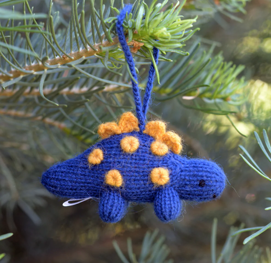 Hand-Knit set of 4 Dinosaur Ornaments, Fair Trade from Peru