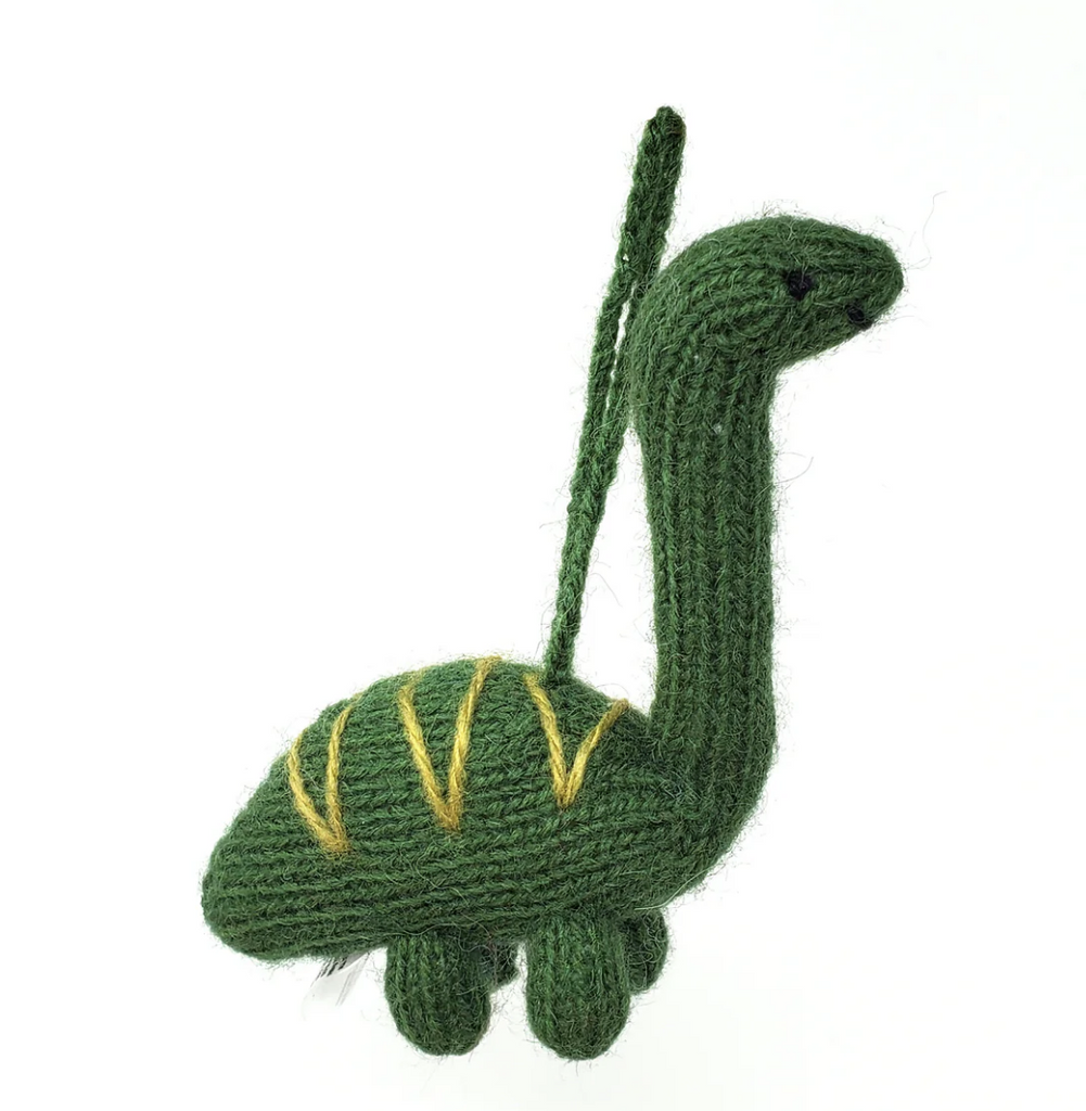 Hand-Knit set of 4 Dinosaur Ornaments, Fair Trade from Peru