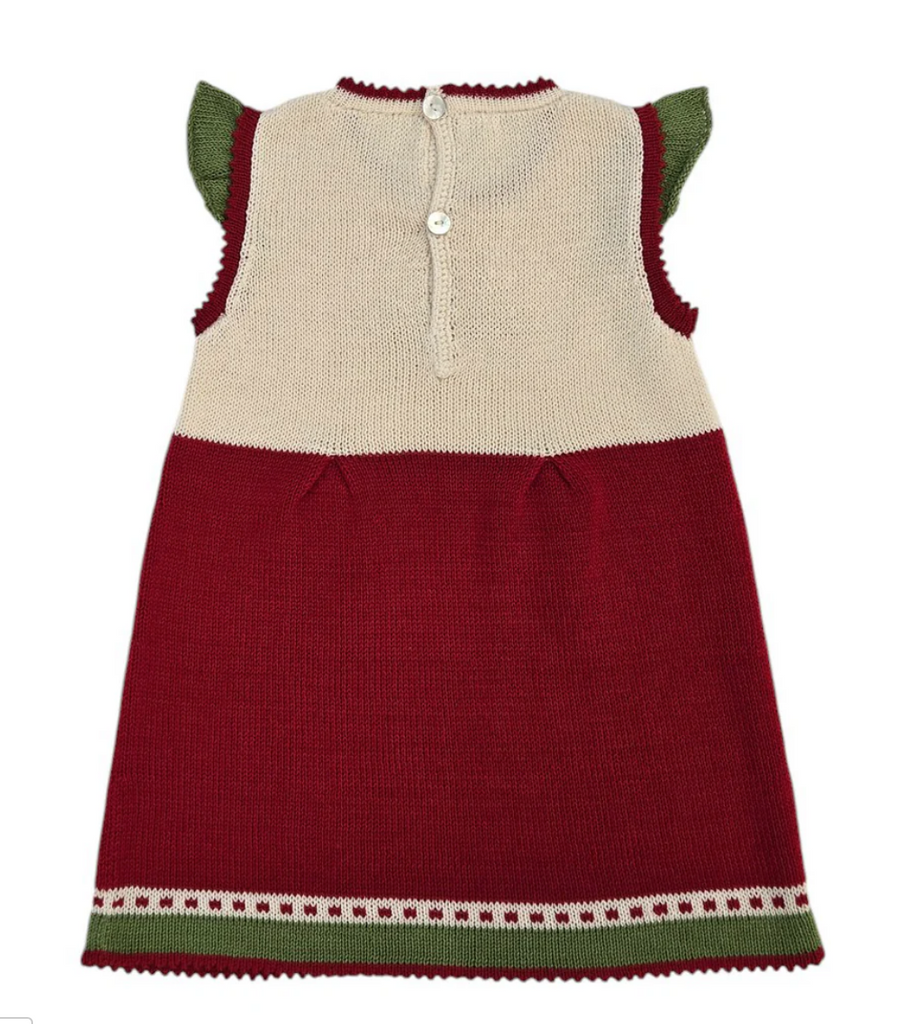 Hand Knit Christmas Dress with Dog- Baby & Toddlers, Fair Trade, Armenia