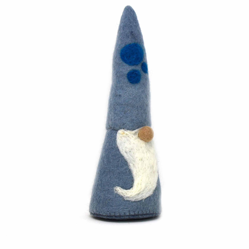 Handmade Set of 3 Winter Blues Felt Gnomes, Fair Trade, Nepal