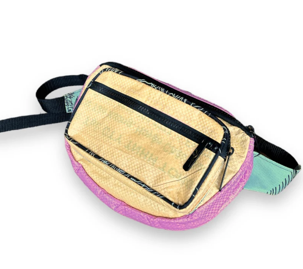Upcycled Fanny Pack / Hip Bag  / Moon Bag / Belly Bag, made from Feed & Cement Bags - Sustainable