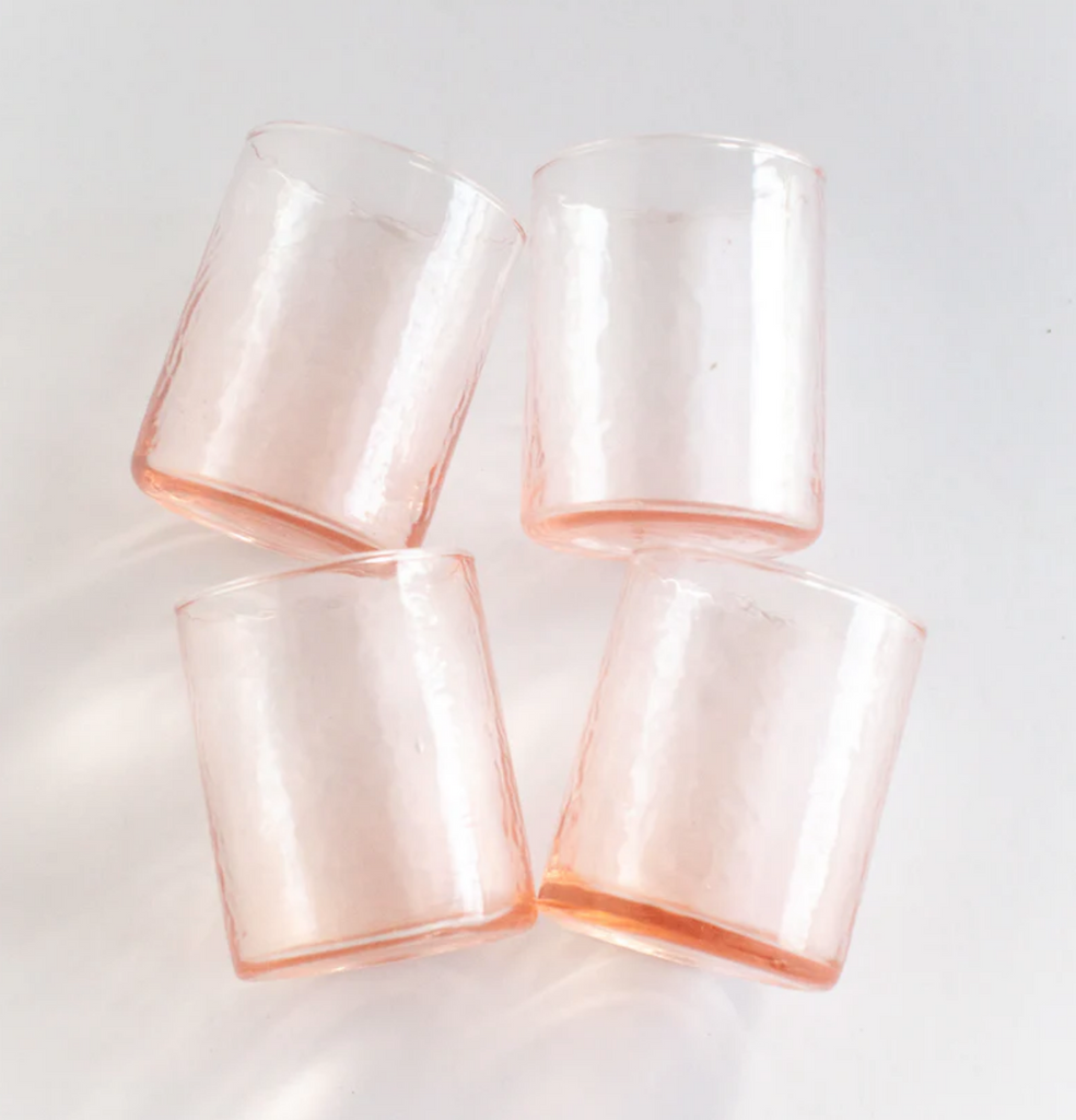 Handblown Hammered Glasses, Set of 4, Recycled, Lead Free, Fair Trade