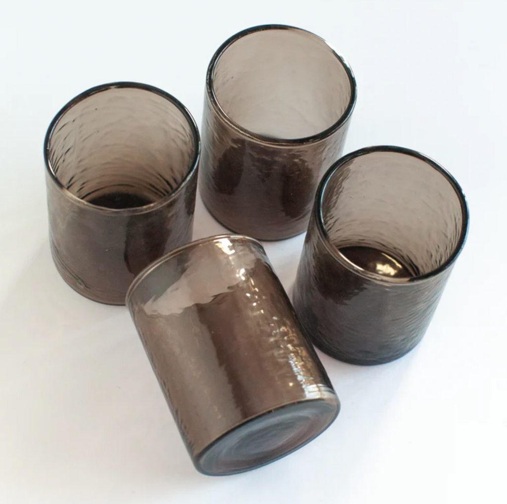 Handblown Hammered Glasses, Set of 4, Recycled, Lead Free, Fair Trade