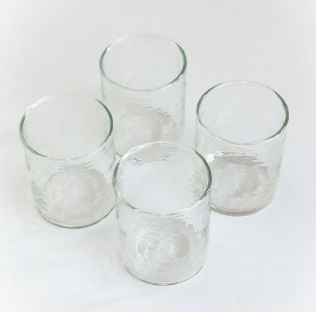 Handblown Hammered Glasses, Set of 4, Recycled, Lead Free, Fair Trade