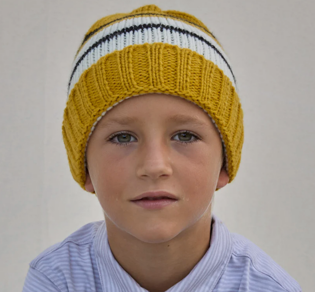 Hand Knit Striped Kids Beanie Hat-Fair Trade, Uganda