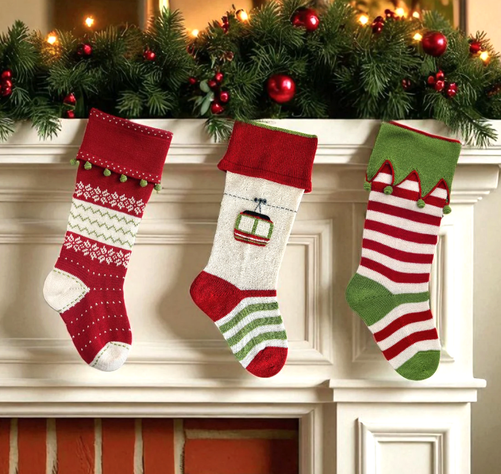 Hand Knit Gondola Christmas Stocking, Fair Trade, Armenia