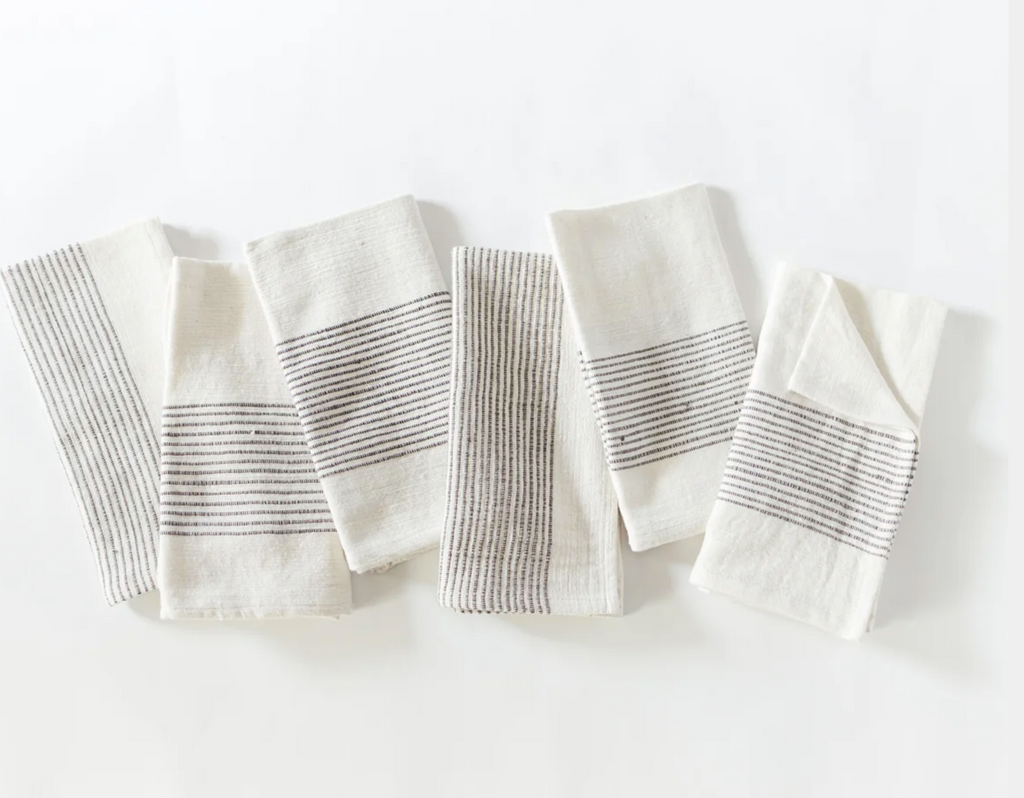 Set of 4 Hand Woven Ethiopian Cotton Cloth Dinner Napkins, Fair Trade, Eco-Friendly