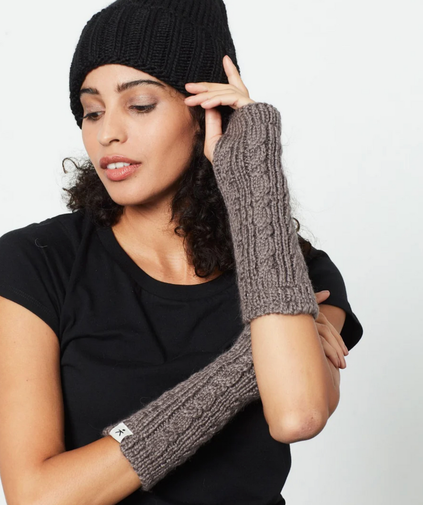 Handmade Alpaca, Wool & Silk fingerless arm warmer Gloves, Fair Trade, Peru