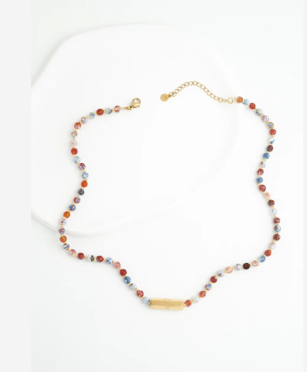 Agate Beaded Peace, Love, Hope & Joy Necklace, Give freedom to exploited women!