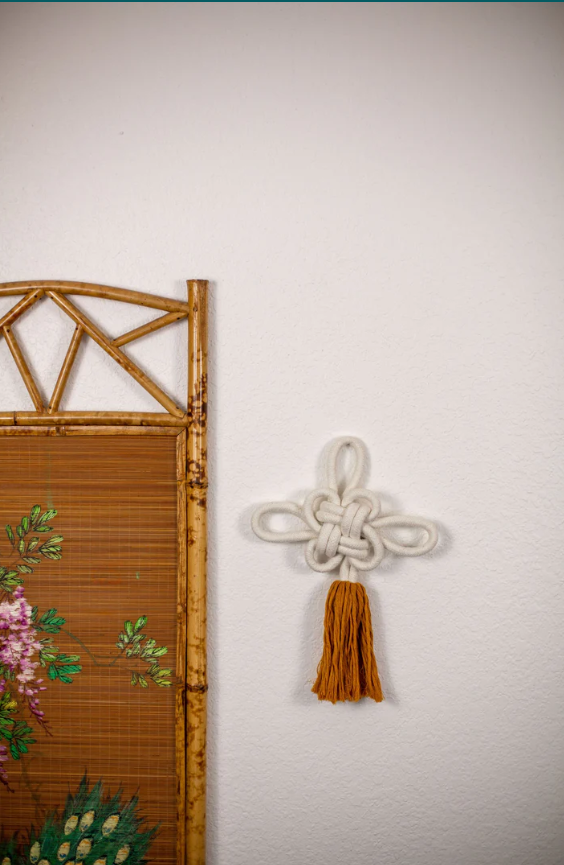 Handmade Unity Knot Mustard Wall Hanging, Fair Trade, Gives Freedom for Women!