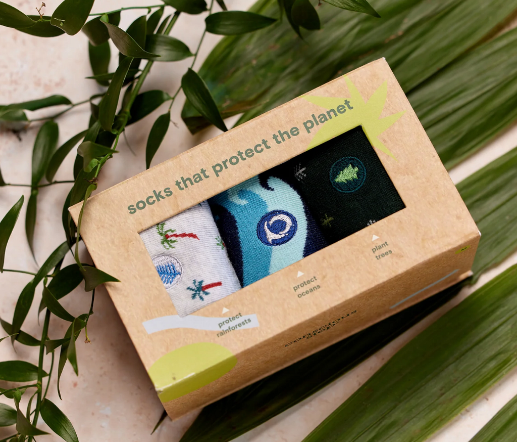 Socks Protect the Planet Gift Box: Protect Oceans, Protect Rainforests, Plant Trees