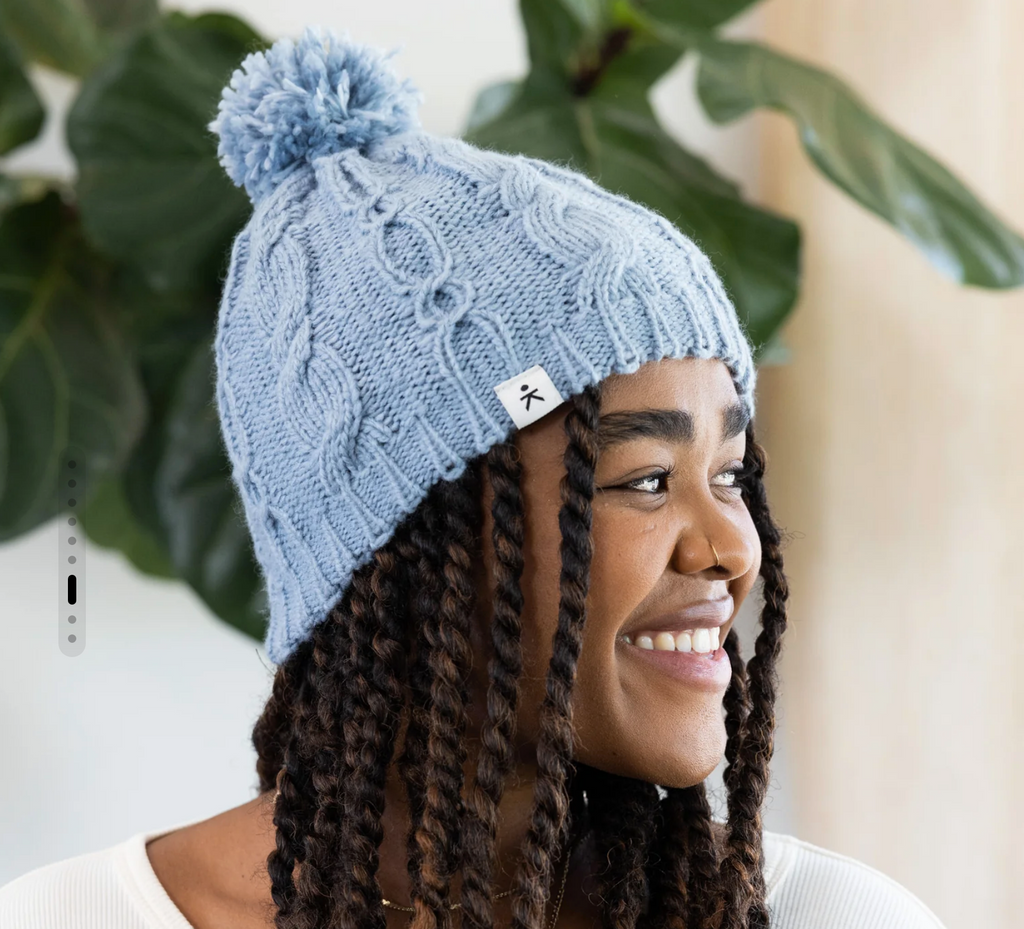 Hand Knit Cable Beanie Hat with Pom, Eco, Fair Trade, Uganda