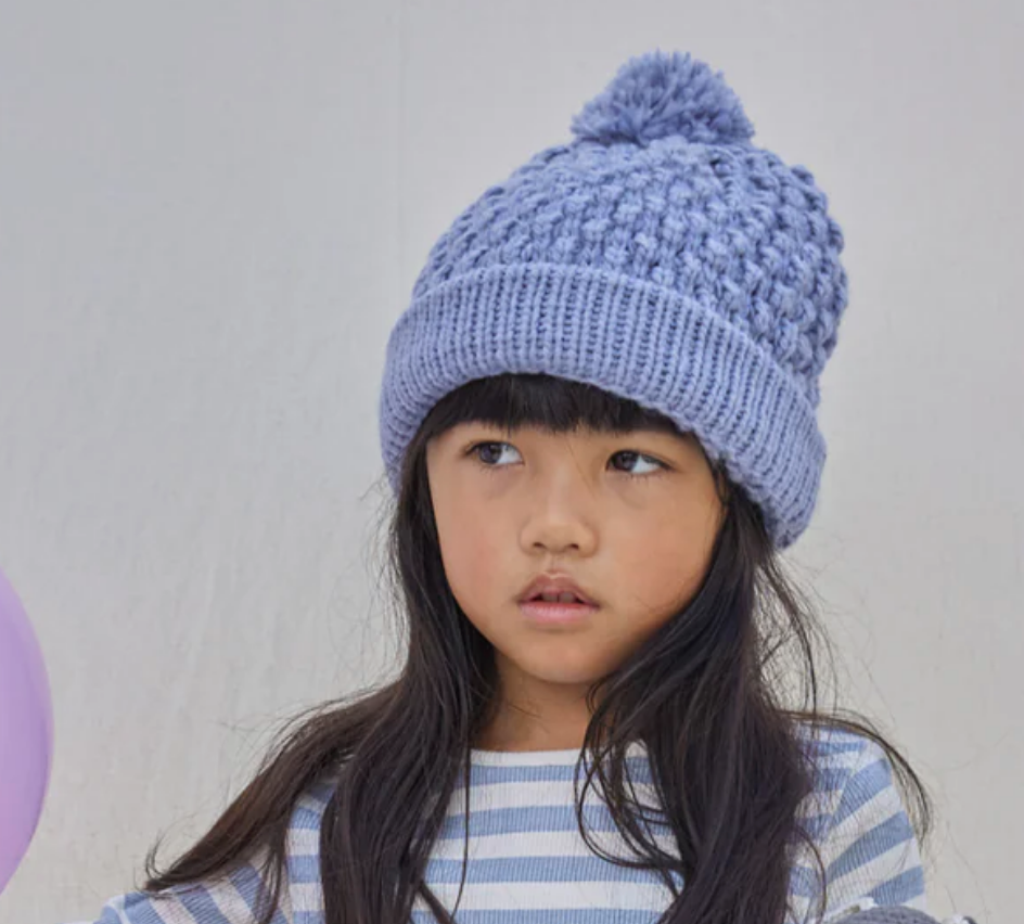 Hand Knit Toddler and Child Pom Beanie Hat, Fairtrade, Uganda