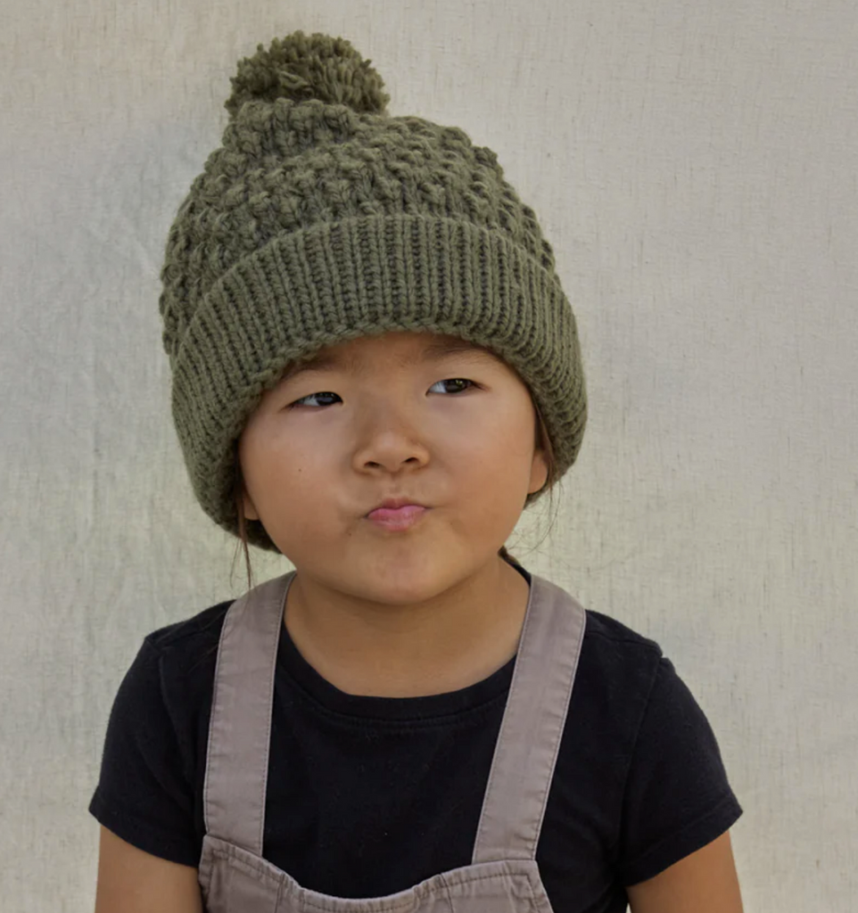 Hand Knit Toddler and Child Pom Beanie Hat, Fairtrade, Uganda