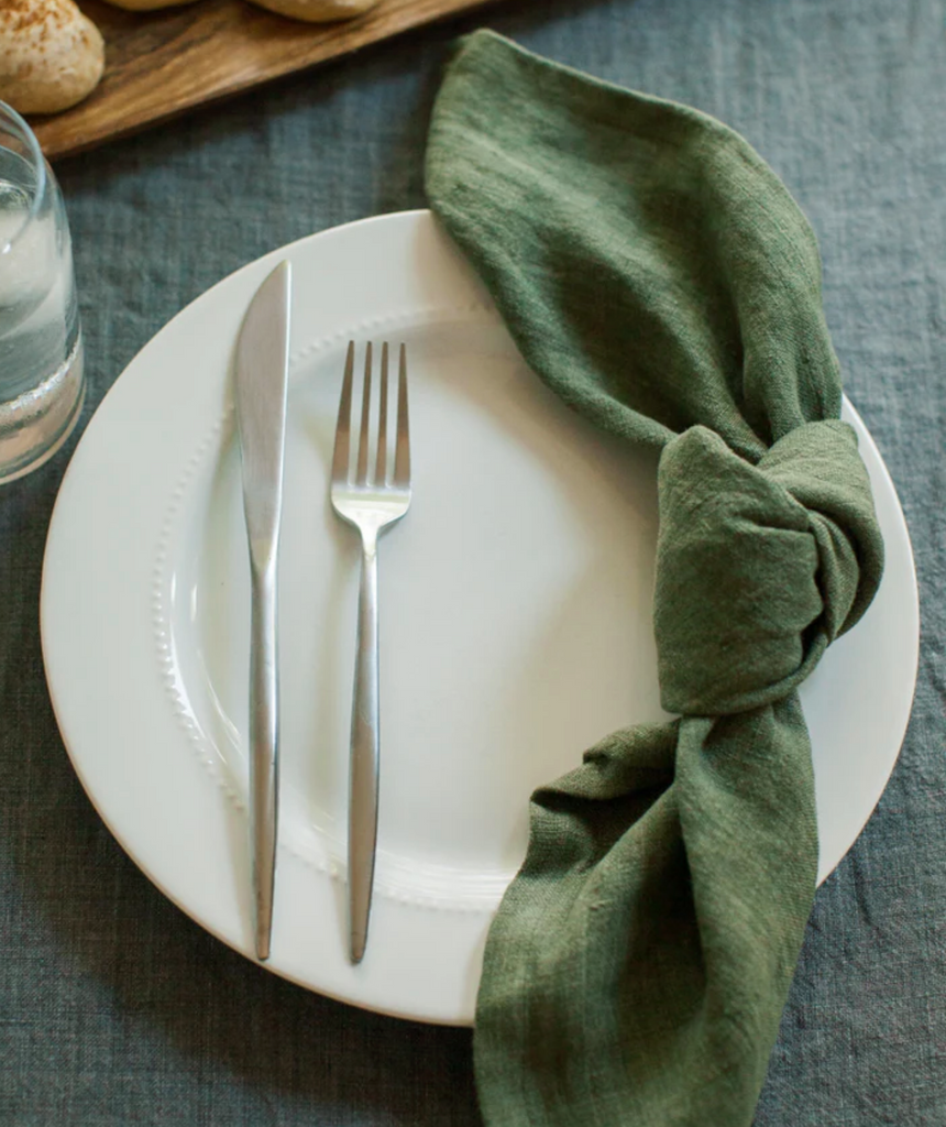 Set of 4 Hand Woven, Stone Washed Hemmed Dinner Napkins- Eco-Friendly, Fair Trade