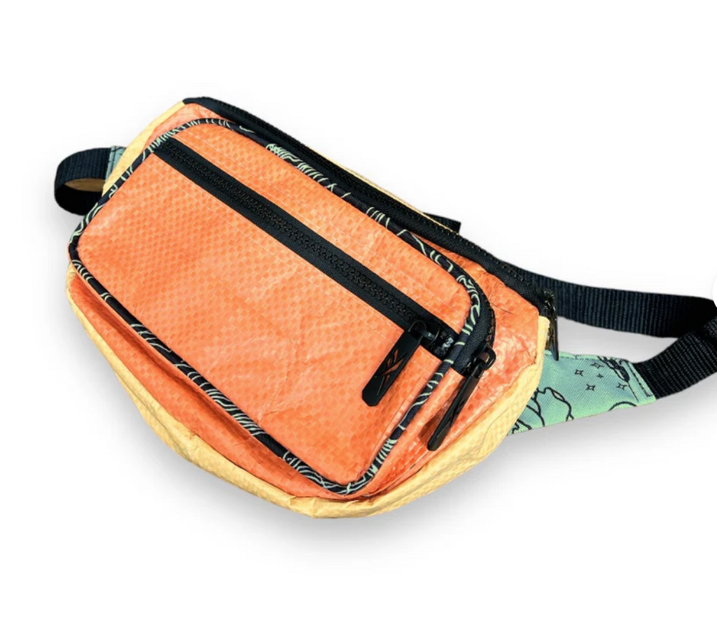 Upcycled Fanny Pack / Hip Bag  / Moon Bag / Belly Bag, made from Feed & Cement Bags - Sustainable
