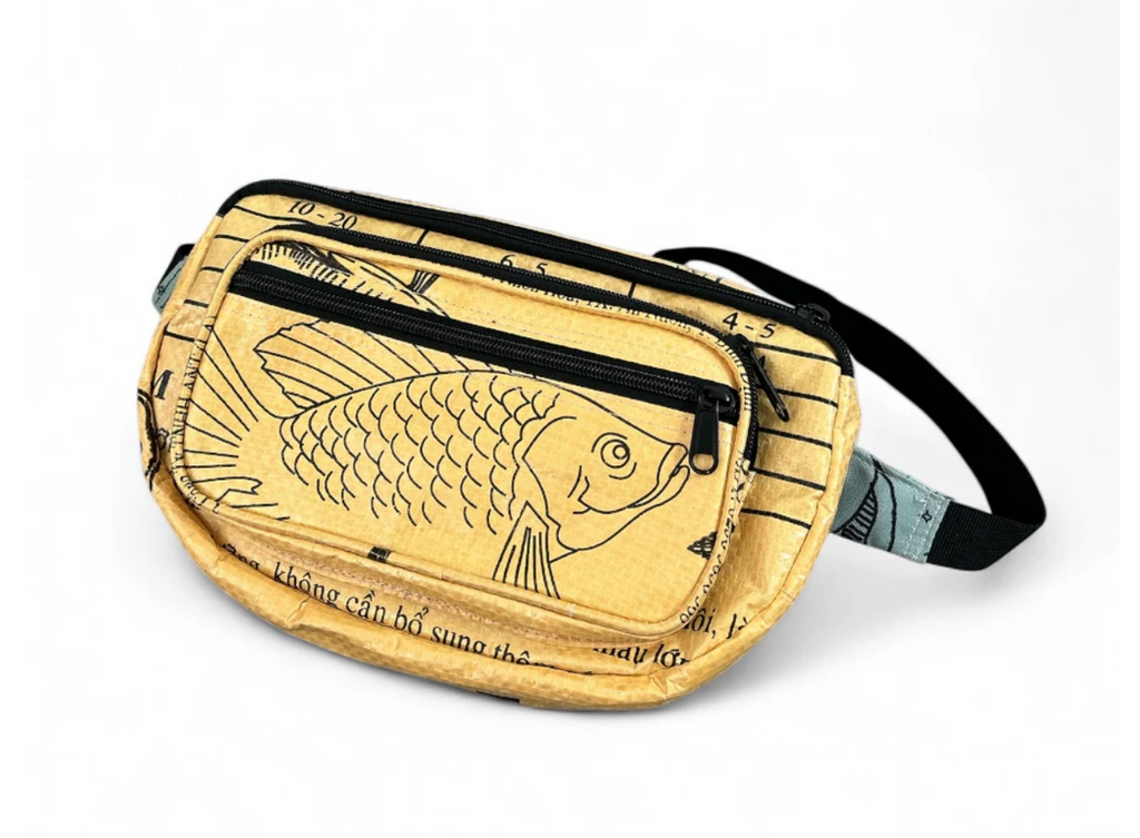 Upcycled Fanny Pack / Hip Bag  / Moon Bag / Belly Bag, made from Feed & Cement Bags - Sustainable