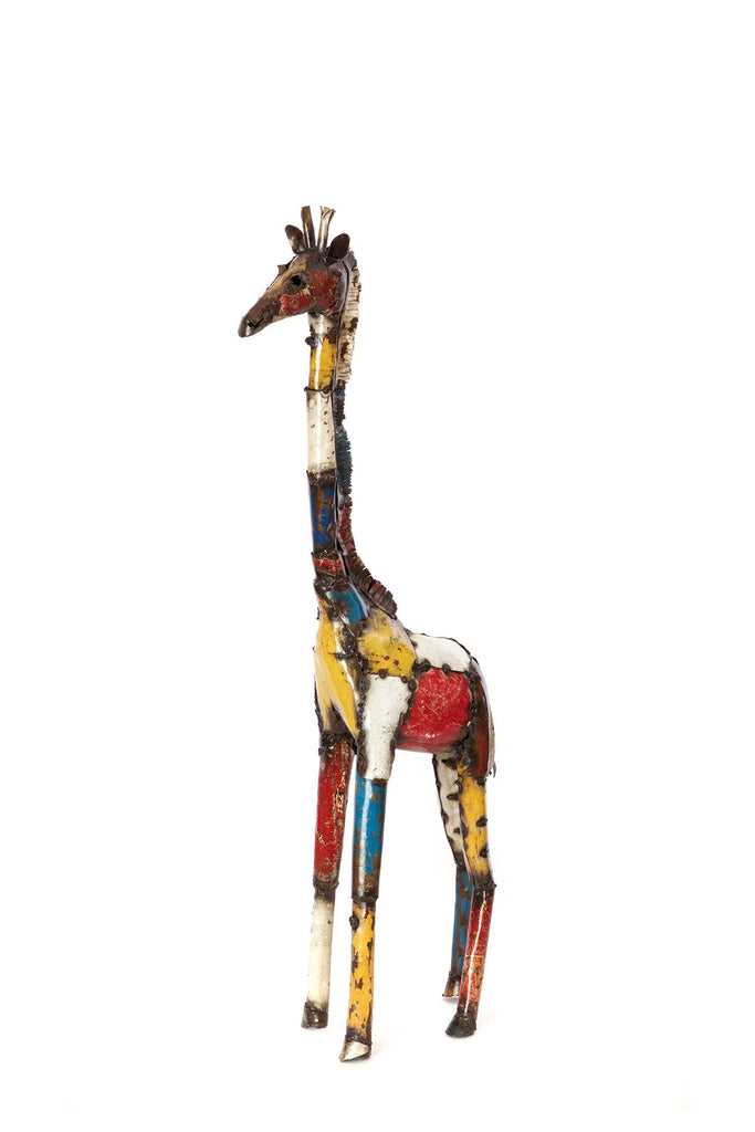 Colorful Recycled Oil Drum  Metal Giraffe Sculptures. Fair Trade, Zimbabwe