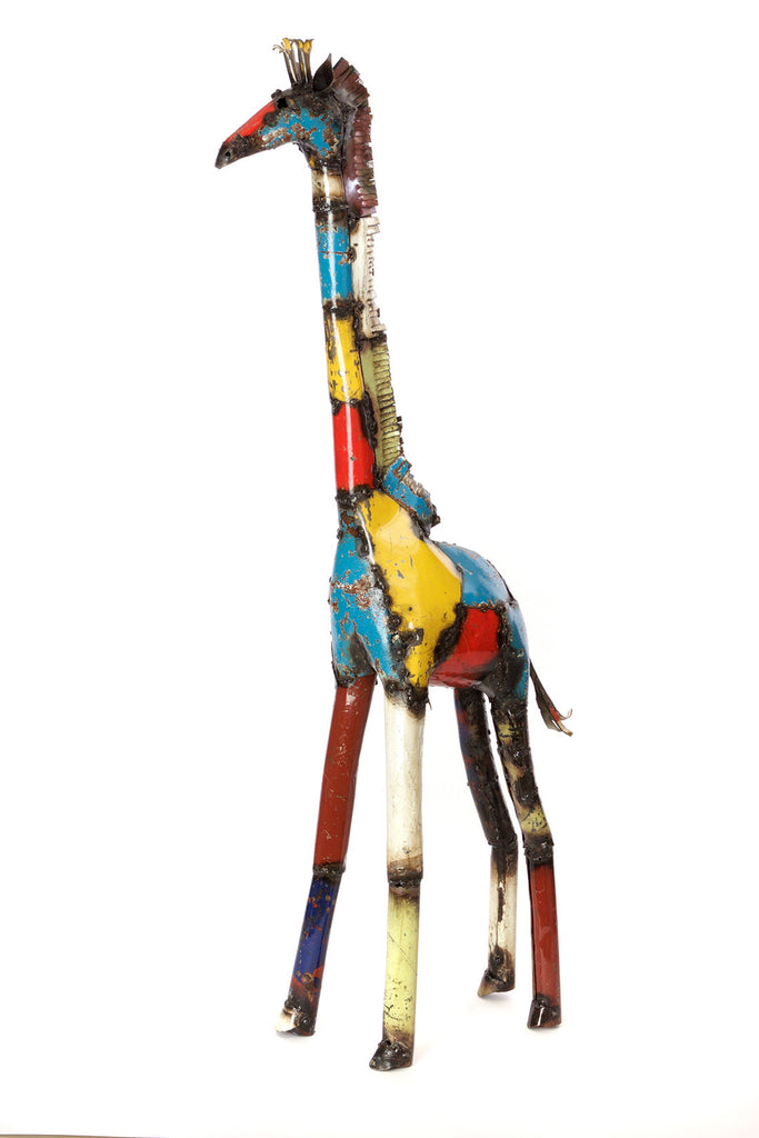 Colorful Recycled Oil Drum  Metal Giraffe Sculptures. Fair Trade, Zimbabwe