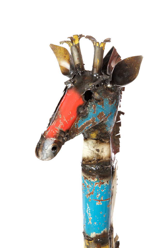 Colorful Recycled Oil Drum  Metal Giraffe Sculptures. Fair Trade, Zimbabwe