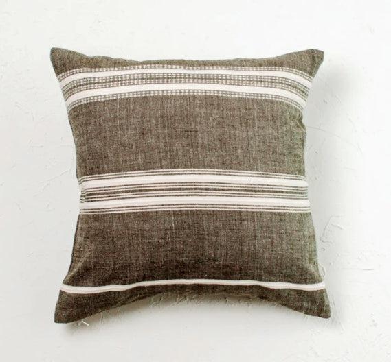 18" Hand Woven Grey Throw Pillow Cover, Ethiopian Cotton, Fair Trade