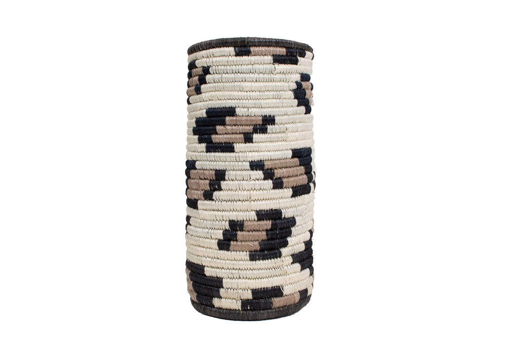Handwoven Animal Print Basket Vase, Fair Trade from Rwanda
