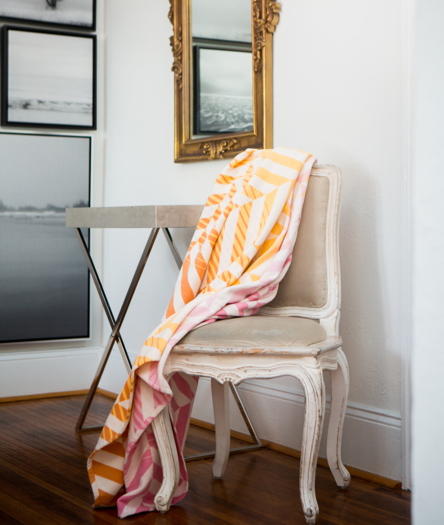 Pink, Orange & Yellow Striped Organic Cotton Throw Blanket - Supports Domestic Violence Victims in the USA!