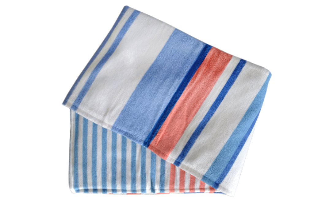 Orange, Teal & White Striped Organic Cotton Throw Blanket- Supports USA Domestic Violence Victims