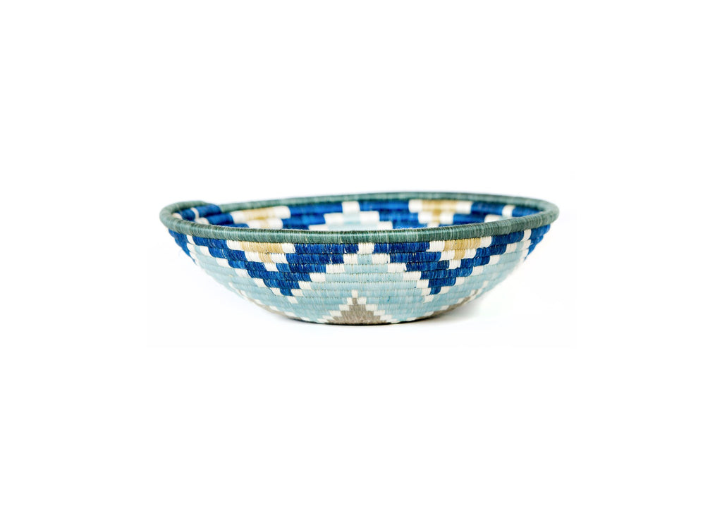 12" Silver Blue  Basket Bowl - Fair Trade, Rwanda