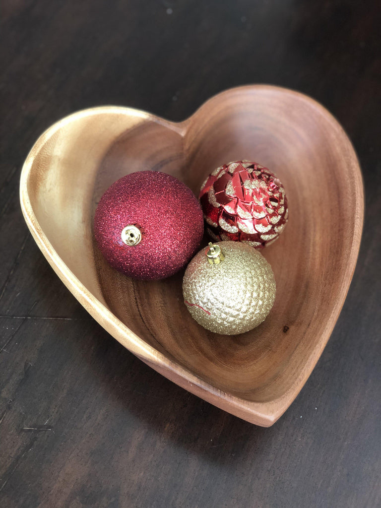 Acacia Wood Heart Bowl - 10" - Fair Trade, Sustainably Harvested- Creates Jobs, Sustains Communities - Give Back Goods