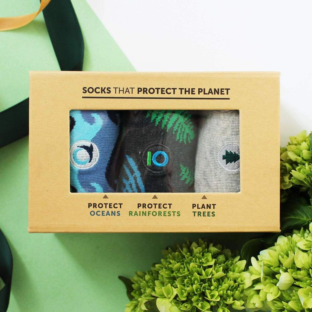 Socks Protect the Planet Gift Box: Protect Oceans, Protect Rainforests, Plant Trees