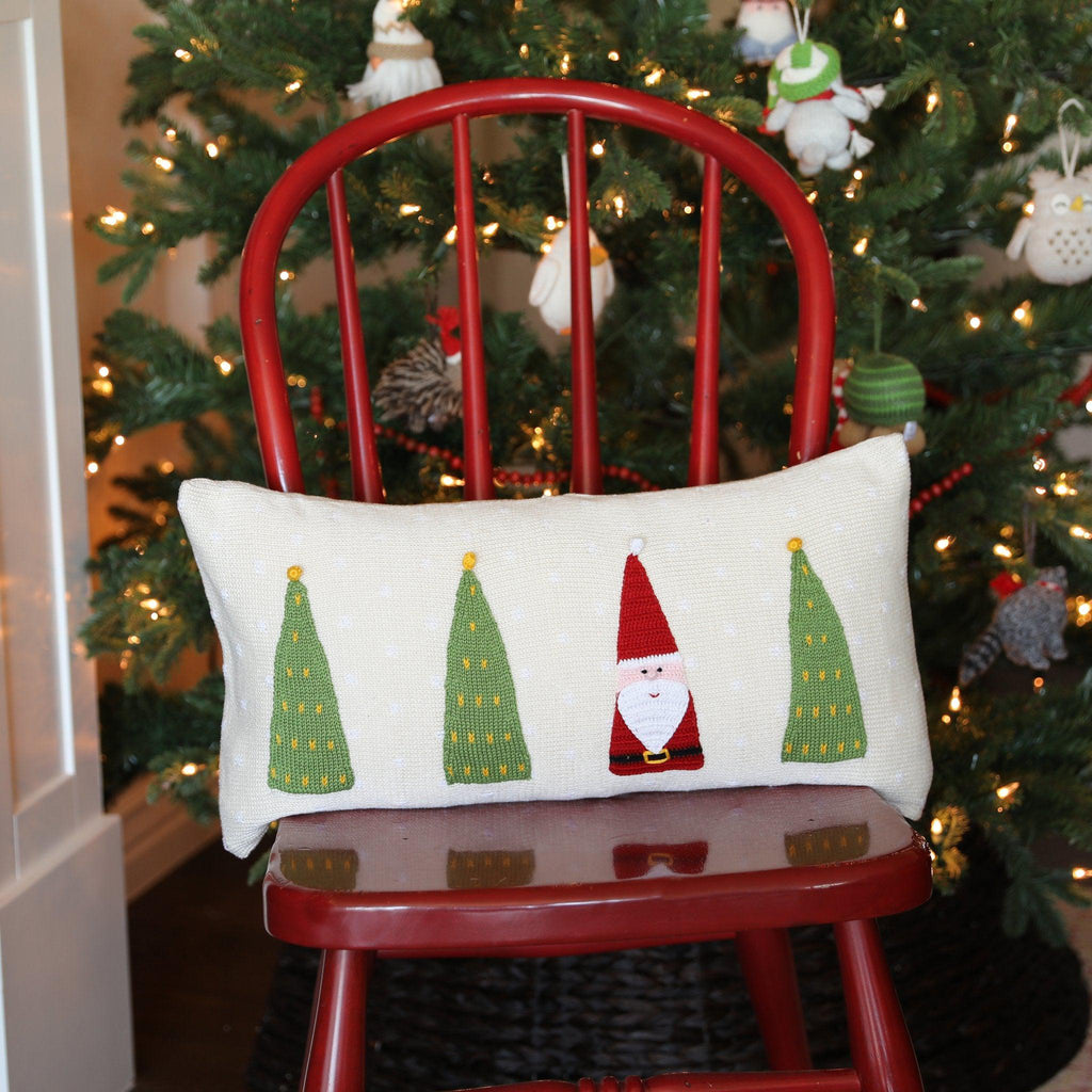 Santa & Christmas Trees Lumbar Pillow, Fair Trade- Armenia