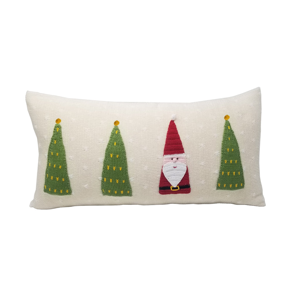 Santa & Christmas Trees Lumbar Pillow, Fair Trade- Armenia