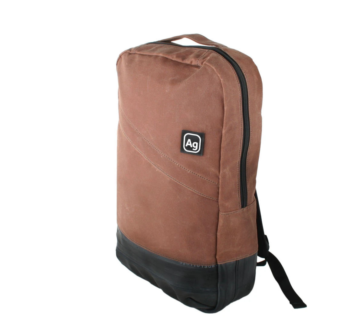 canvas leather backpack made in usa Waxed Canvas Backpack- USA Made from upcycled canvas & bicycle inner tubes- Save Landfill Space!