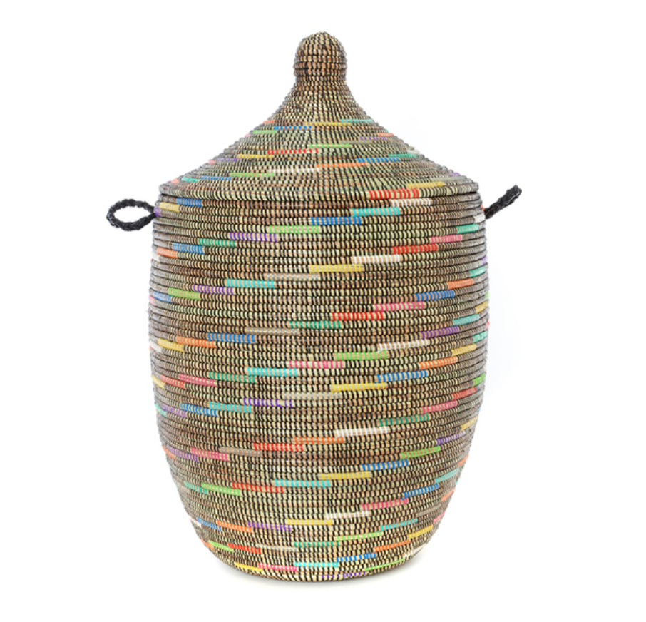 Large Hamper Storage Basket, Multi-Colored Swirl, Fair Trade & Eco-Friendly