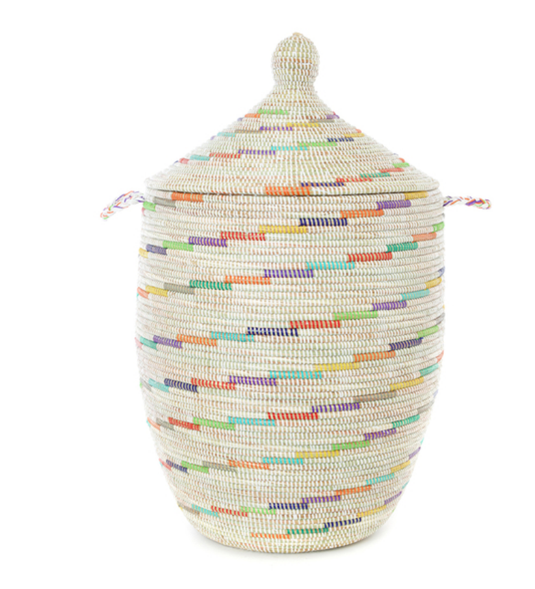 Large Hamper Storage Basket, Multi-Colored Swirl, Fair Trade & Eco-Friendly