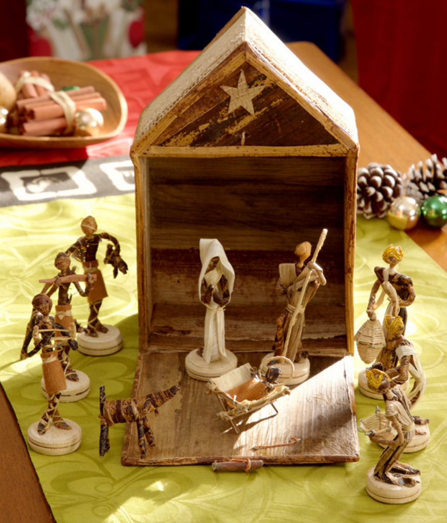 Handcrafted Banana Fiber Christmas Nativity Scene, Fair Trade, Kenya & Uganda