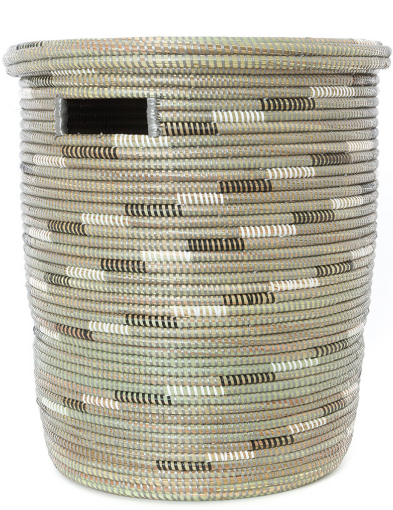 Silver Swirl Hamper Laundry Storage Basket- Fair Trade-Eco-Friendly- Handmade