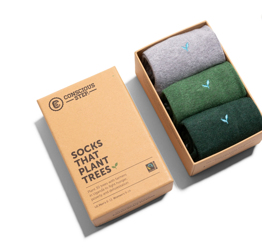 3 Pairs of Organic Socks in a Gift Box that Plant Trees!